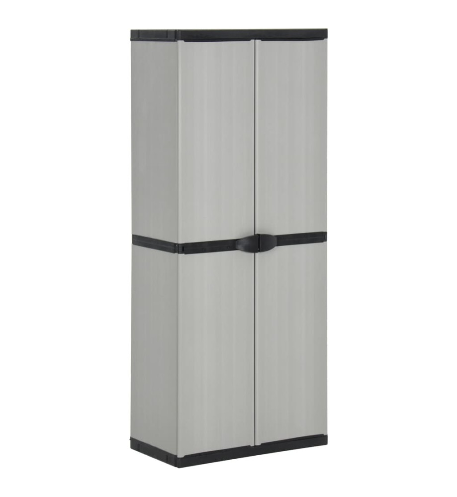 Armoire de rangement de jardin 3 étagères Gris/noir 68x40x168cm