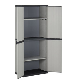 Armoire de rangement de jardin 3 étagères Gris/noir 68x40x168cm