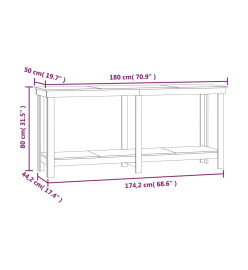 Banc de travail Noir 180x50x80 cm Bois de pin massif