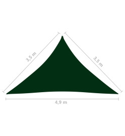 Voile parasol Tissu Oxford triangulaire 3,5x3,5x4,9m Vert foncé