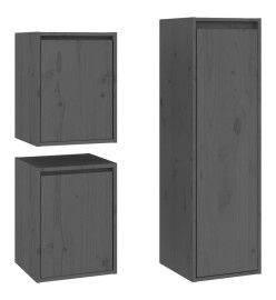 Meubles TV 3 pcs Gris Bois massif de pin