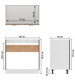 Armoire de plancher d'évier Chêne marron 80x46x81,5 cm