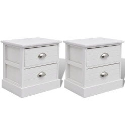 Table de chevet 2 pcs Blanc