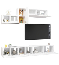 Ensemble de meuble TV 6 pcs Blanc Aggloméré