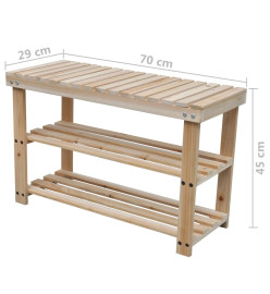 Étagère à chaussures 2 en 1 avec dessus banc 2 pcs Bois massif