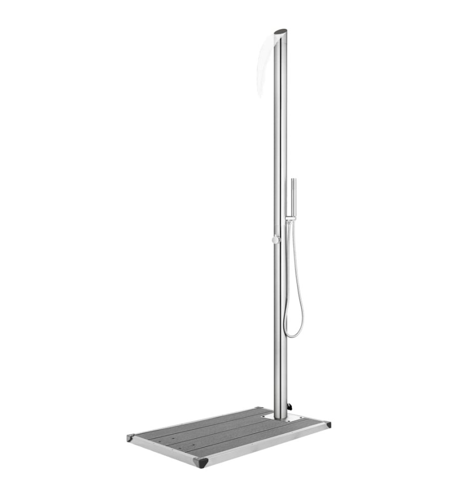 Douche de jardin avec base gris 225 cm Acier inoxydable Douche de jardin avec base gris 225 cm Acier inoxydable