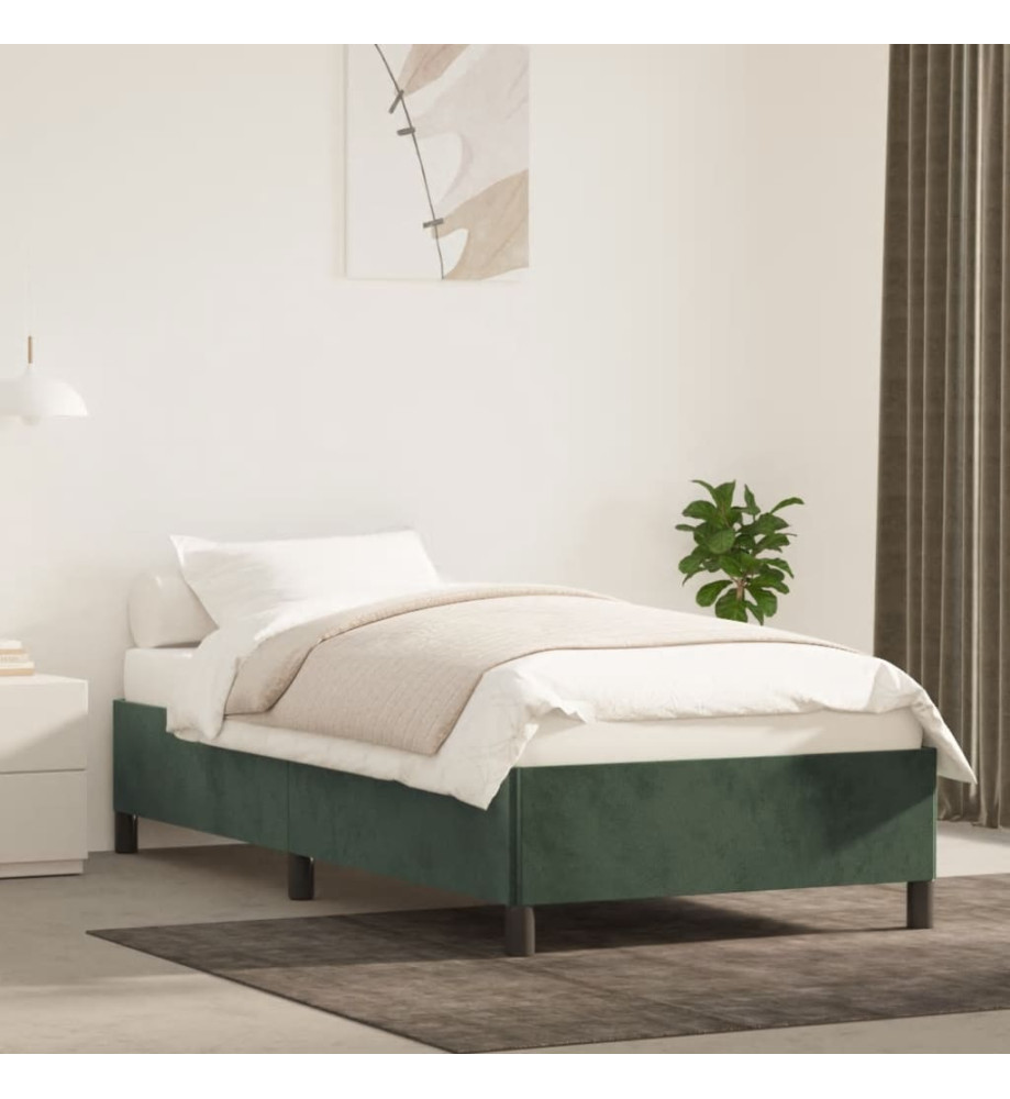 Cadre de lit Vert foncé 90x190 cm Velours Cadre de lit Vert foncé 90x190 cm Velours