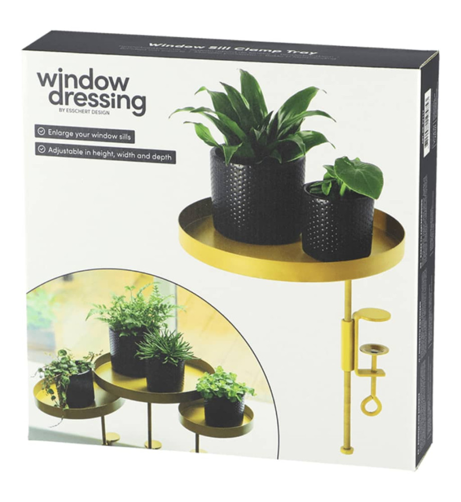 Esschert Design Plateau pour plantes avec pince Rond Doré L