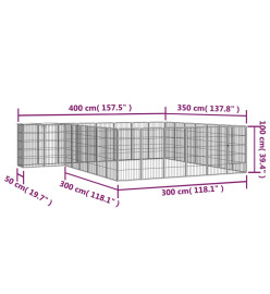Parc pour chien 30panneaux Noir 50x100cm Acier enduit de poudre