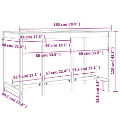 Table de bar 180x80x110 cm Bois massif de pin