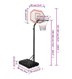 Support de basket-ball Blanc 237-307 cm Polyéthylène