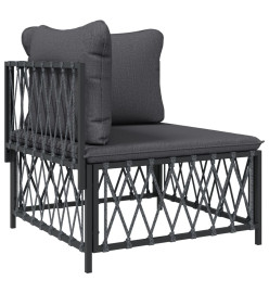 Salon de jardin avec coussins 5 pcs anthracite acier