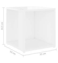 Table d'appoint Blanc brillant 33x33x34,5 cm Aggloméré