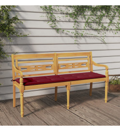Banc Batavia avec coussin rouge bordeaux 150cm Bois teck massif