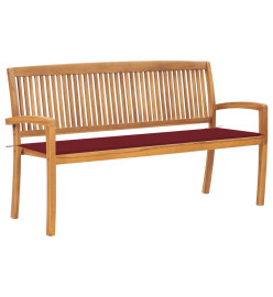 Banc de jardin empilable et coussin 159 cm Bois de teck massif