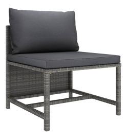 Salon de jardin 3 pcs avec coussins Gris Résine tressée