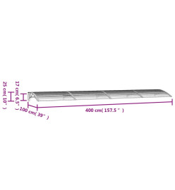 Auvent de porte Gris 400x100 cm Polycarbonate