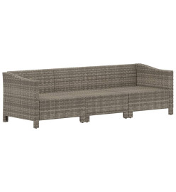 Salon de jardin 3 pcs avec coussins Gris Résine tressée