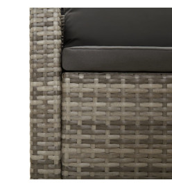 Salon de jardin 3 pcs avec coussins Gris Résine tressée
