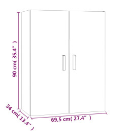 Armoire murale suspendue Blanc brillant 69,5x34x90 cm