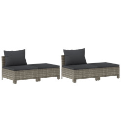 Salon de jardin 8 pcs avec coussins Gris Résine tressée