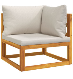 Salon de jardin 4 pcs avec coussins gris clair bois massif