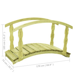 Pont de jardin B-Stock 170x74x105cm Bois massif de pin imprégné