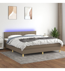 Sommier tapissier avec matelas et LED Taupe 180x200 cm Tissu