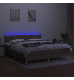 Sommier tapissier avec matelas et LED Taupe 180x200 cm Tissu