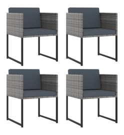 Salon de jardin 9 pcs avec coussins Résine tressée Gris