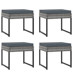 Salon de jardin 9 pcs avec coussins Résine tressée Gris