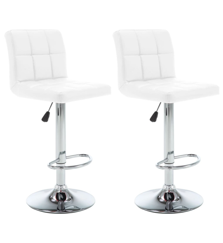 Tabourets de bar lot de 2 blanc similicuir