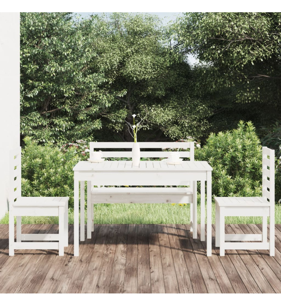 Ensemble à dîner de jardin 4 pcs blanc bois massif de pin Ensemble à dîner de jardin 4 pcs blanc bois massif de pin