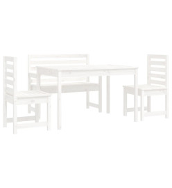 Ensemble à dîner de jardin 4 pcs blanc bois massif de pin