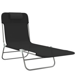 Chaises longues pliables 2 pcs noir textilène et acier