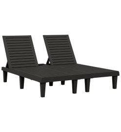 Chaise longue double noir 155x138x83 cm polypropylène
