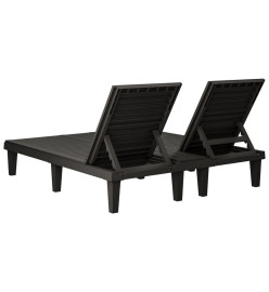 Chaise longue double noir 155x138x83 cm polypropylène
