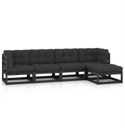 Salon de jardin 5 pcs avec coussins Bois de pin massif