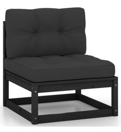 Salon de jardin 2 pcs avec coussins Noir Bois de pin massif