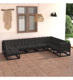 Salon de jardin 8 pcs avec coussins Bois de pin massif