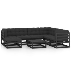 Salon de jardin 8 pcs avec coussins Bois de pin massif