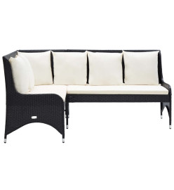 Canapés d'angle de jardin 2 pcs Résine tressée Noir