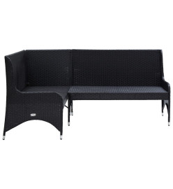 Canapés d'angle de jardin 2 pcs Résine tressée Noir