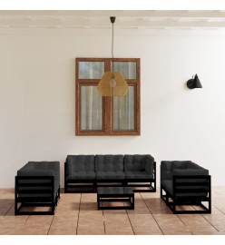 Salon de jardin 8 pcs avec coussins Bois de pin massif