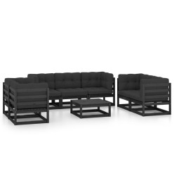 Salon de jardin 8 pcs avec coussins Bois de pin massif