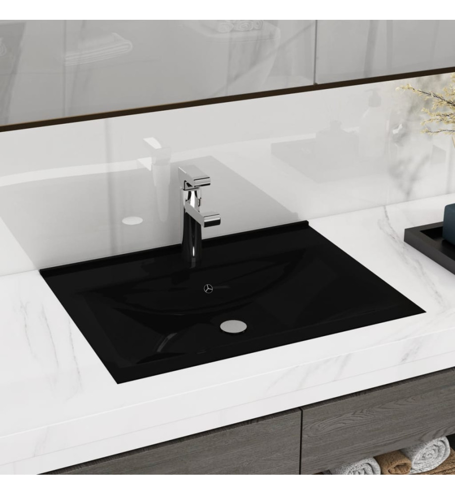 Lavabo avec trou de robinet Noir mat 60x46 cm Céramique