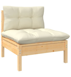 Salon de jardin 10 pcs avec coussins crème Bois de pin massif