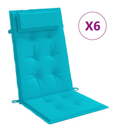 Coussins de chaise à dossier haut lot de 6 turquoise