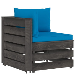Salon de jardin 6 pcs avec coussins Bois imprégné de gris