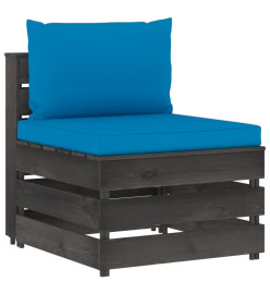 Salon de jardin 6 pcs avec coussins Bois imprégné de gris